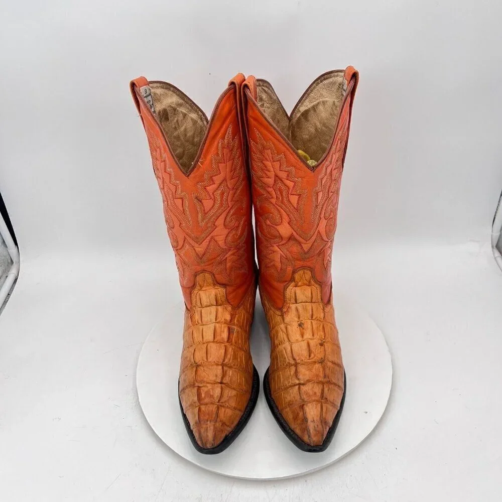 El Compadre Men Size Mexico 27.5 US 9 Brown Pull On Western Cowboy Boot